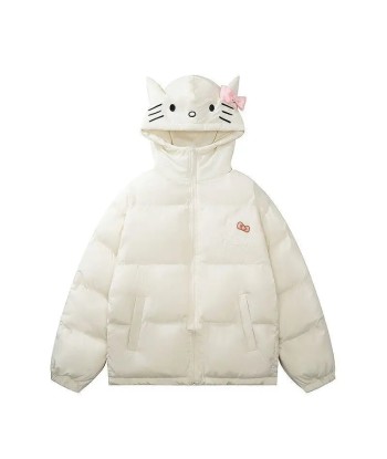 Kawaii Soft-Girl Cotton Jacket with Cat Ears and Zipper Livraison rapide