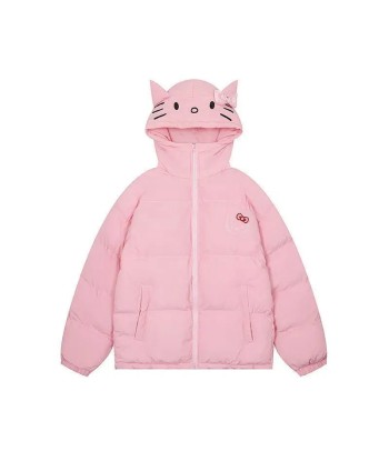 Kawaii Soft-Girl Cotton Jacket with Cat Ears and Zipper Livraison rapide