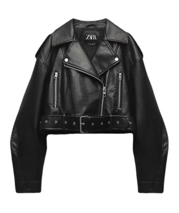 E-Girl Black Vegan Leather Jacket with Belt prix