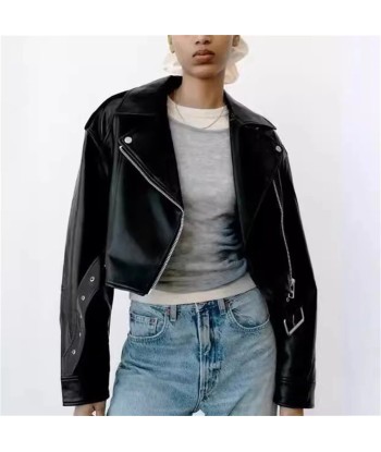 E-Girl Black Vegan Leather Jacket with Belt prix