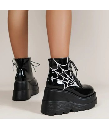 Gothic Spider Print Ankle Boots with High Heels Toutes les collections ici