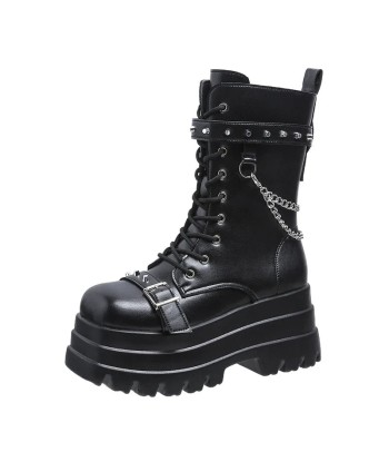 Thick Platform Boots for Women with Buckles – Gothic Motorcycle Style for Autumn and Winter Les magasins à Paris et en Île-de-France