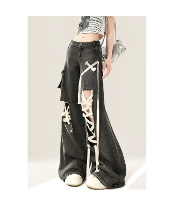 Y2K Oversize Jeans with High Waist and Eye-Catching Cut-Outs les ligaments