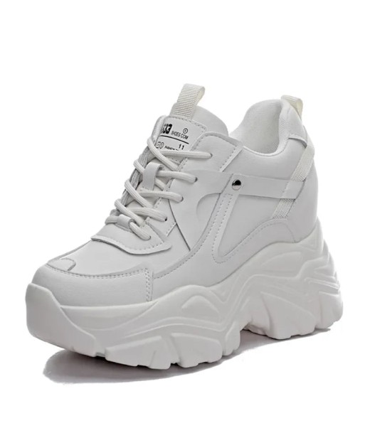 Chunky Y2K white sneakers made of real leather Comparez plus de prix