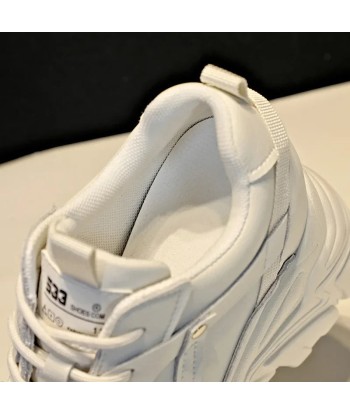 Chunky Y2K white sneakers made of real leather Comparez plus de prix