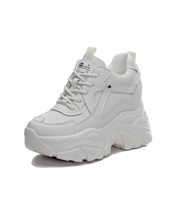 Chunky Y2K white sneakers made of real leather Comparez plus de prix