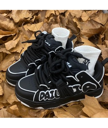 Stylish Y2K Platform Sneakers with Letter Print sur le site 