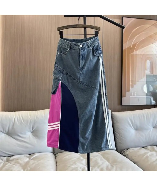 Denim Midi Dress for Women Casual Streetwear with Colorful Combinations paiement sécurisé