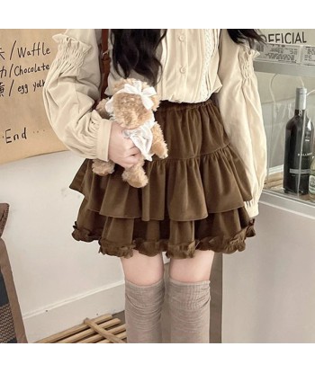 Kawaii Lolita Pleated Skirt in Brown france