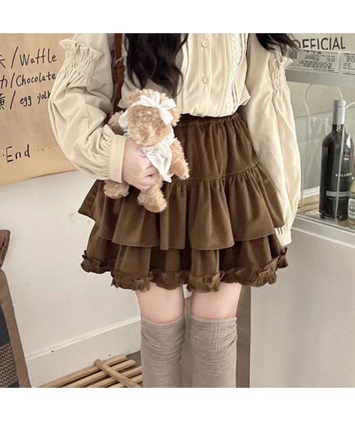 Kawaii Lolita Pleated Skirt in Brown france