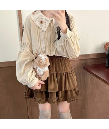 Kawaii Lolita Pleated Skirt in Brown france