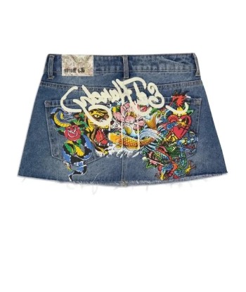 Y2K Denim Skirt with Colorful Print for the Unique Les magasins à Paris