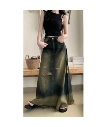 Grunge Women's Maxi Skirt in Used Look with High Cut meilleur choix