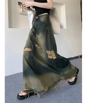 Grunge Women's Maxi Skirt in Used Look with High Cut meilleur choix