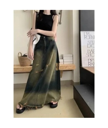 Grunge Women's Maxi Skirt in Used Look with High Cut meilleur choix