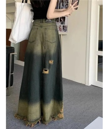 Grunge Women's Maxi Skirt in Used Look with High Cut meilleur choix