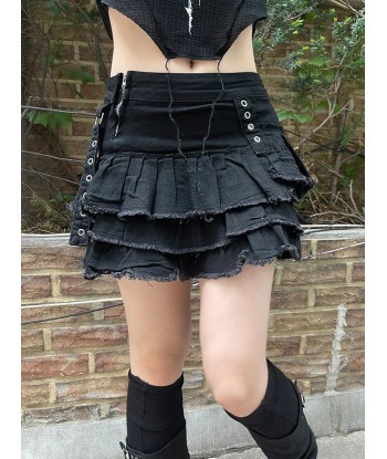 Stylish Acubi Mini Skirt with Rips and Ruffles de France