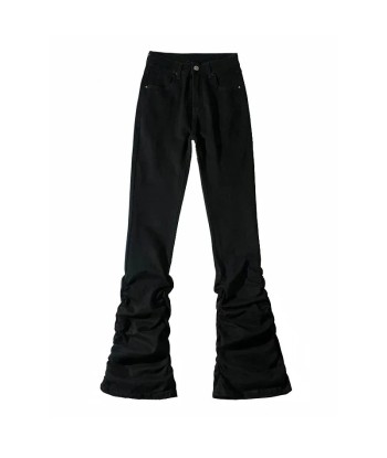 Vintage Black Pleated Trousers – Trendy Y2K Style Bootcut Jeans les muscles