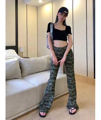 Camouflage High-Waisted Trousers Grunge Jeans pour bénéficier 