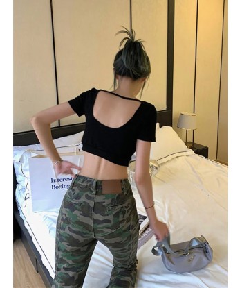 Camouflage High-Waisted Trousers Grunge Jeans pour bénéficier 