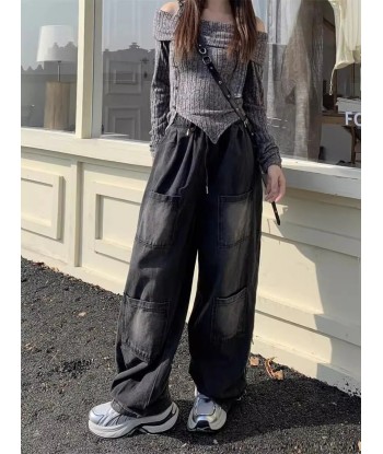 Black Gothic jeans with wide leg and cargo pockets hantent personnes