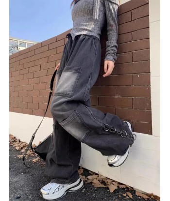 Black Gothic jeans with wide leg and cargo pockets hantent personnes