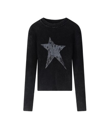 Striped Knitted Sweater with Star Pattern paiement sécurisé