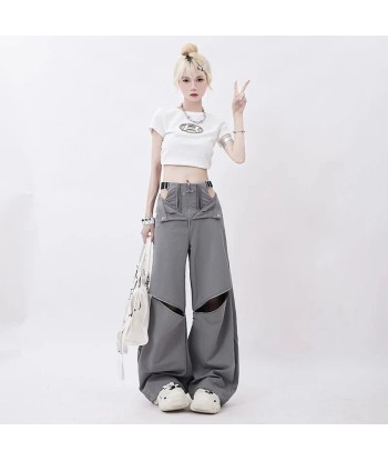 Y2K Streetwear High-Waist Cargo Pants with Hollow-Out Design acheter en ligne