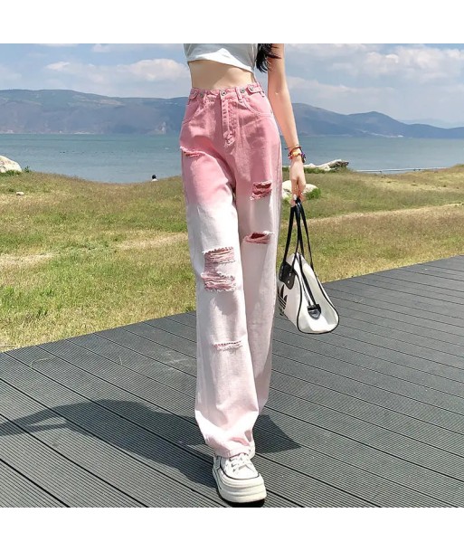 High-waisted women's pants with gradient in grunge style pas cher