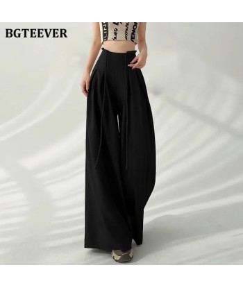 Wide High-Waist Soft-Girl Pants with Pockets for Spring/Summer de la marque