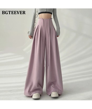 Wide High-Waist Soft-Girl Pants with Pockets for Spring/Summer de la marque