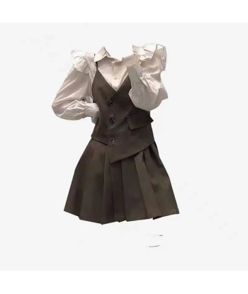 Two-piece light academia outfit with ruffled blouse en ligne des produits 