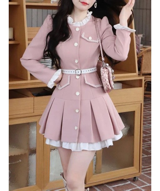 Sweet Soft Girl Dress with Long Sleeves and Belt for Elegant Parties Comparez plus de prix