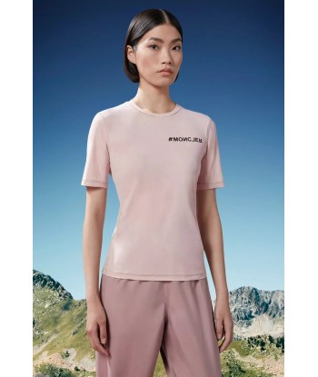 MONCLER - T-shirt à logo rose clair l'achat 