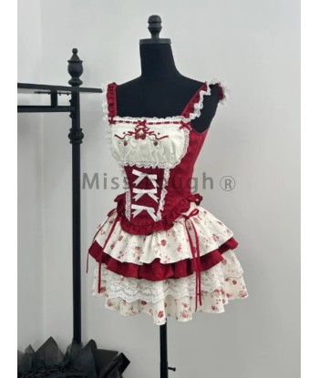 Sweet Gothic Lolita Set with Lace and Bows Top & Skirt vente chaude votre 