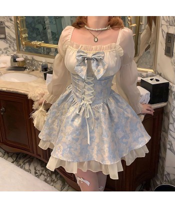 Magical Lolita Dress with Puff Sleeves and Bow Details Amélioration de cerveau avec