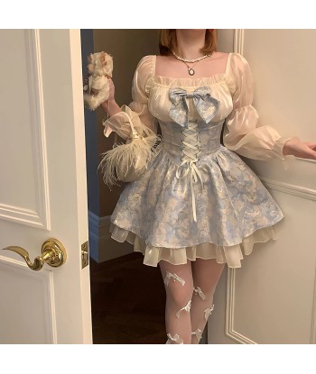 Magical Lolita Dress with Puff Sleeves and Bow Details Amélioration de cerveau avec