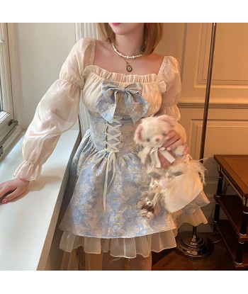 Magical Lolita Dress with Puff Sleeves and Bow Details Amélioration de cerveau avec