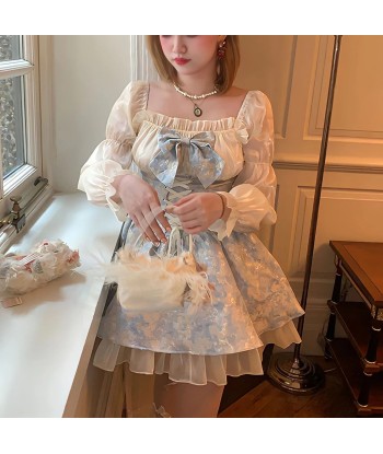 Magical Lolita Dress with Puff Sleeves and Bow Details Amélioration de cerveau avec