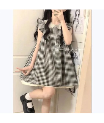 New checked Lolita summer dress without sleeves à prix réduit toute l'année