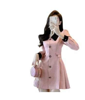 Rosa tweed dress in soft girl style with long sleeves and A-line destockage