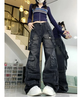 Y2K Street-Style Cargo Pants for Women in Dark Grey chez Cornerstreet bien 