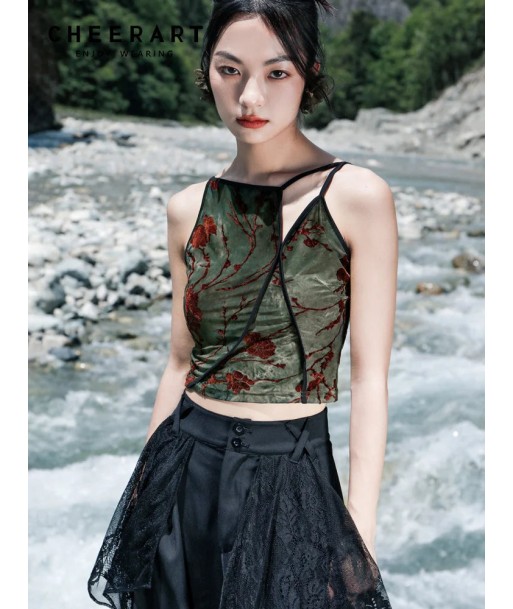 Grunge Crop Top with Backless Design and Floral Pattern for Summer online