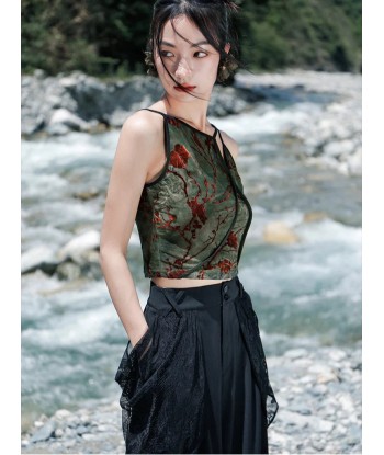 Grunge Crop Top with Backless Design and Floral Pattern for Summer online