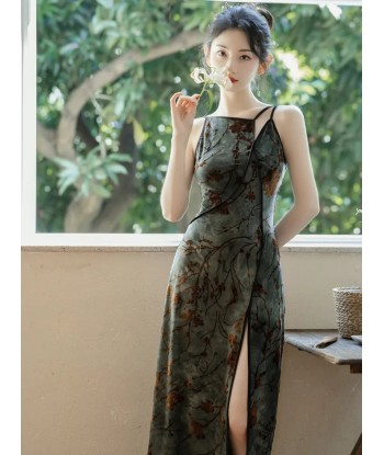 Chinese Flower Jacquard Dress brillant des détails fins