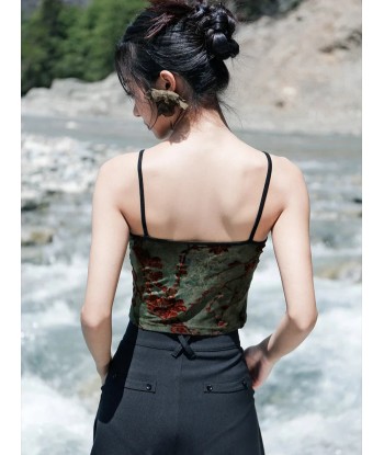 Grunge Crop Top with Backless Design and Floral Pattern for Summer online