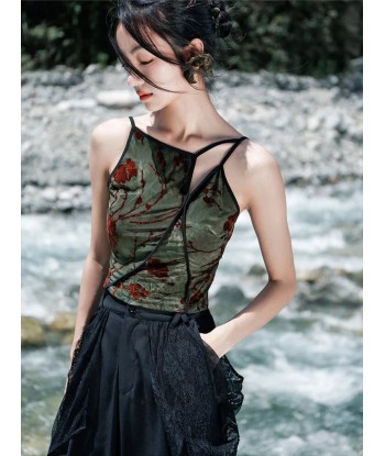 Grunge Crop Top with Backless Design and Floral Pattern for Summer online