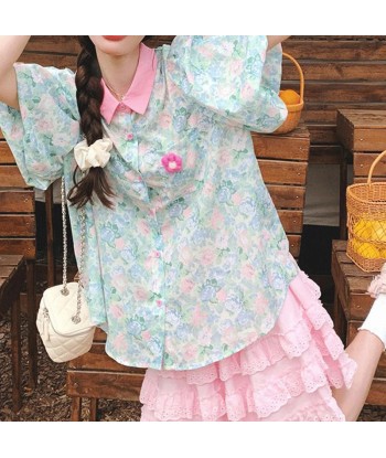 Playful Kawaii Shirt with Flowers & Sweet Ruffled Skirt de technologie