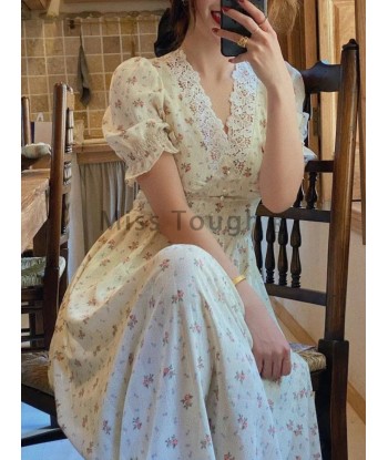 Romantic Lace Dress in Cottagecore Style paiement sécurisé