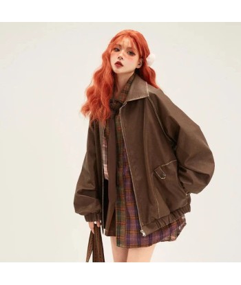 Autumn Grunge Cape Jacket with Oversized Cut in Brown prix